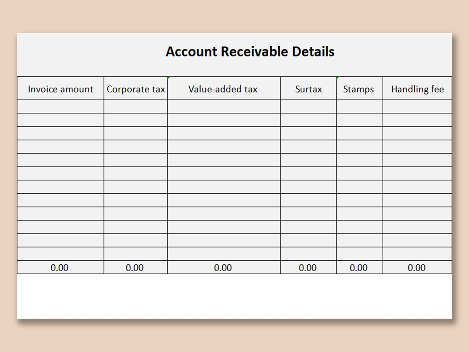 EXCEL Of Account Receivable Details xlsx WPS Free Templates