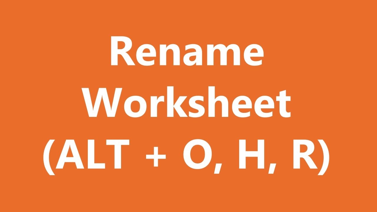Excel Shortcuts Rename Worksheet YouTube