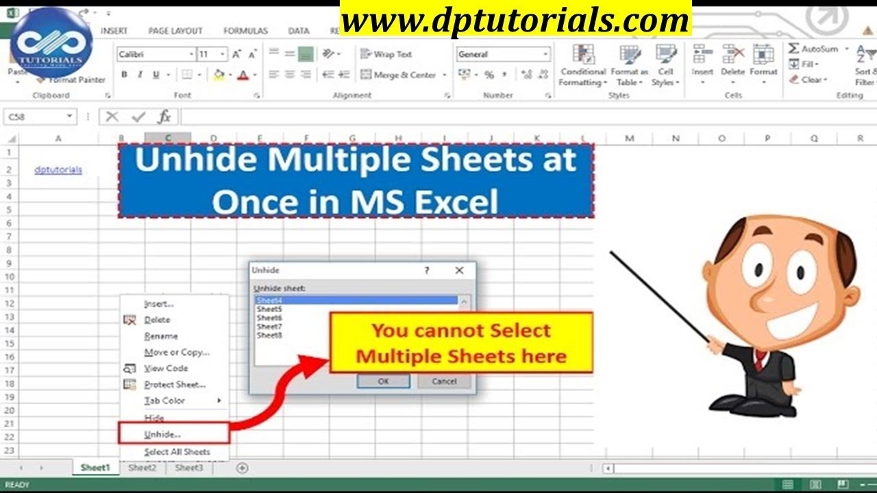 Excel Tricks How To Unhide Multiple Sheets In Excel Quickly MS Excel Dptutorials YouTube