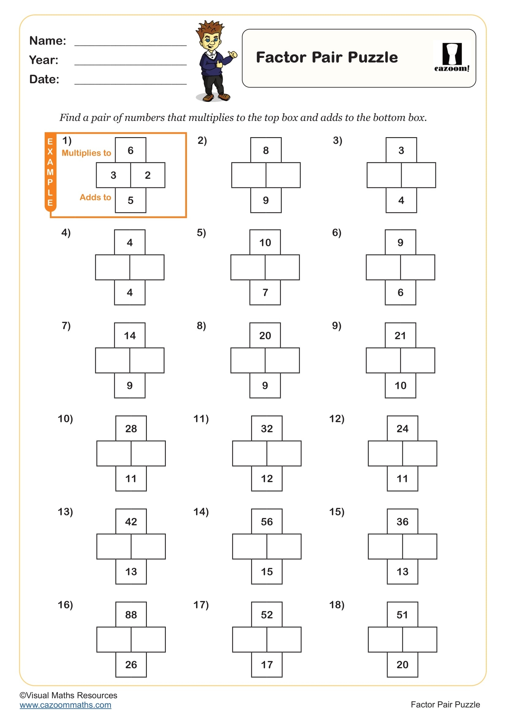puzzle worksheet year 4