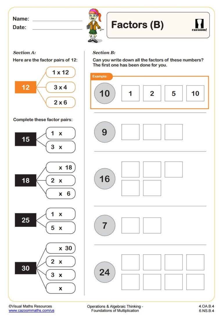 Factors B Fun And Engaging 4th Grade PDF Worksheets