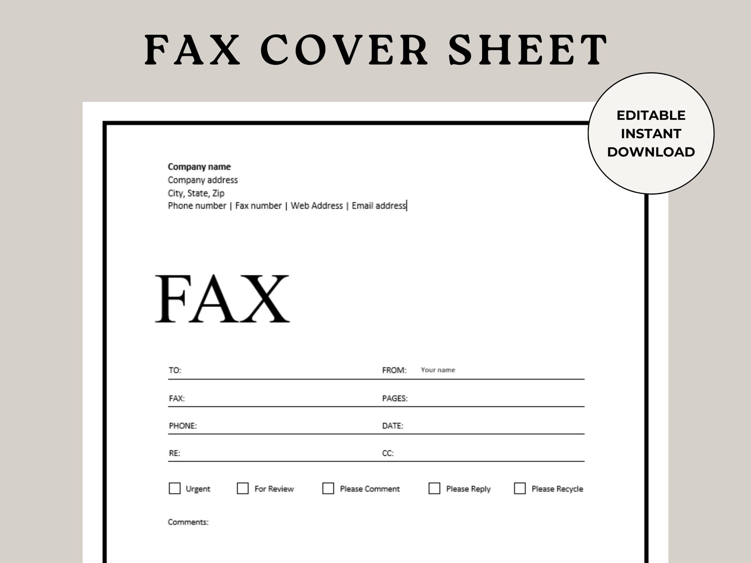 free printable fax cover page