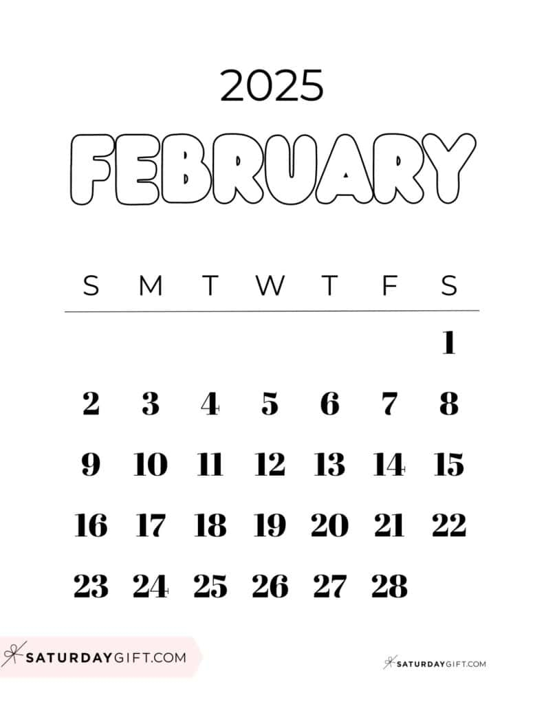 February 2025 Calendar 20 Cute FREE Printables SaturdayGift