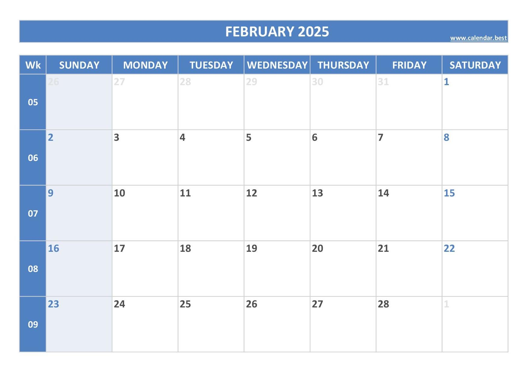 February 2025 Calendar Calendar best