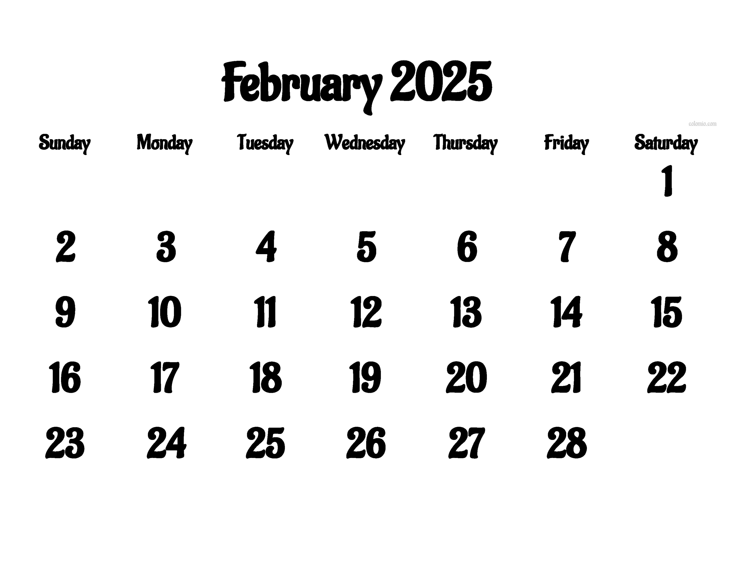feb 2025 calendar