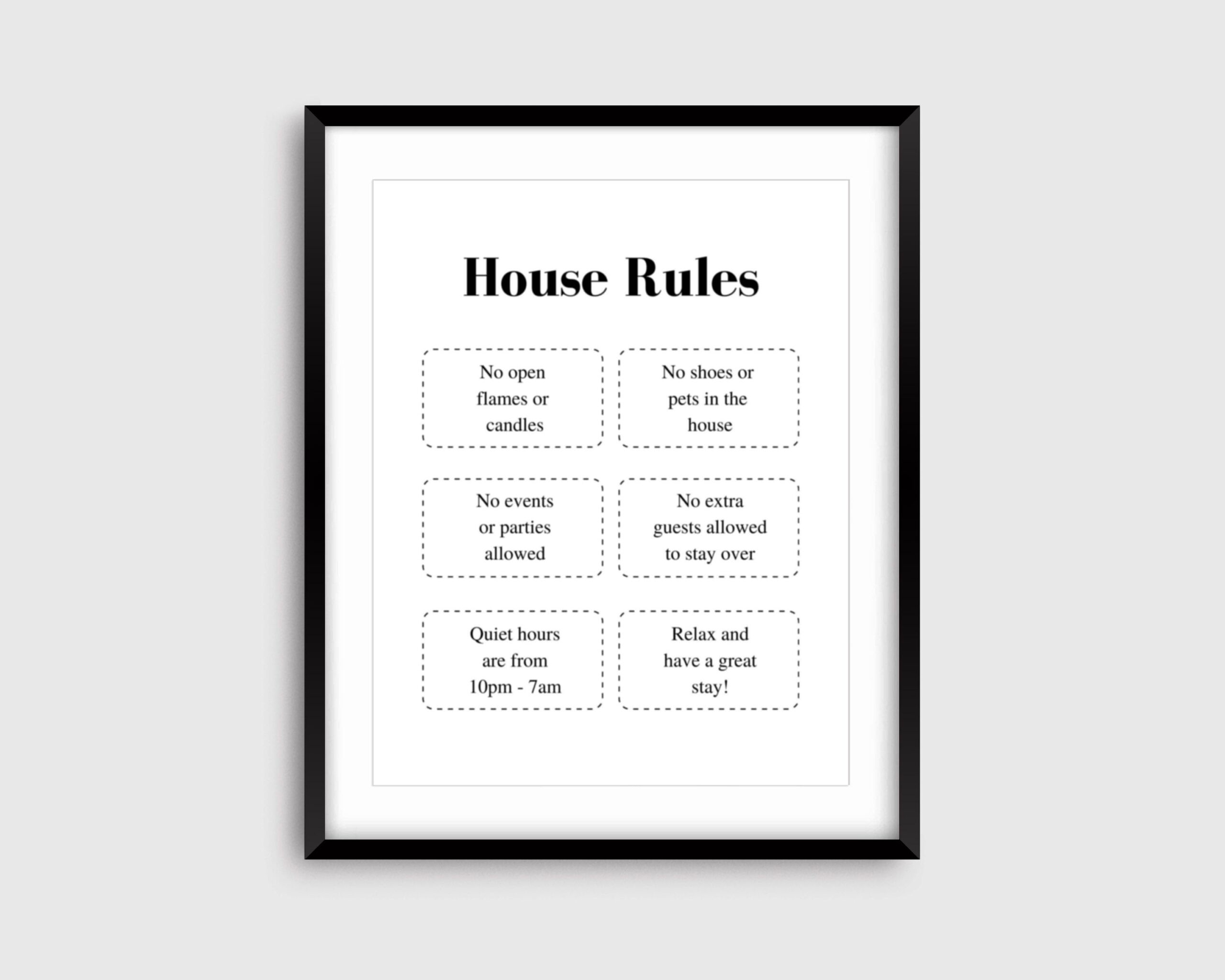 Fillable Airbnb House Rules Sign House Rules Printable Template Simple Airbnb PDF Template Minimalist Black And White Airbnb Sign Etsy