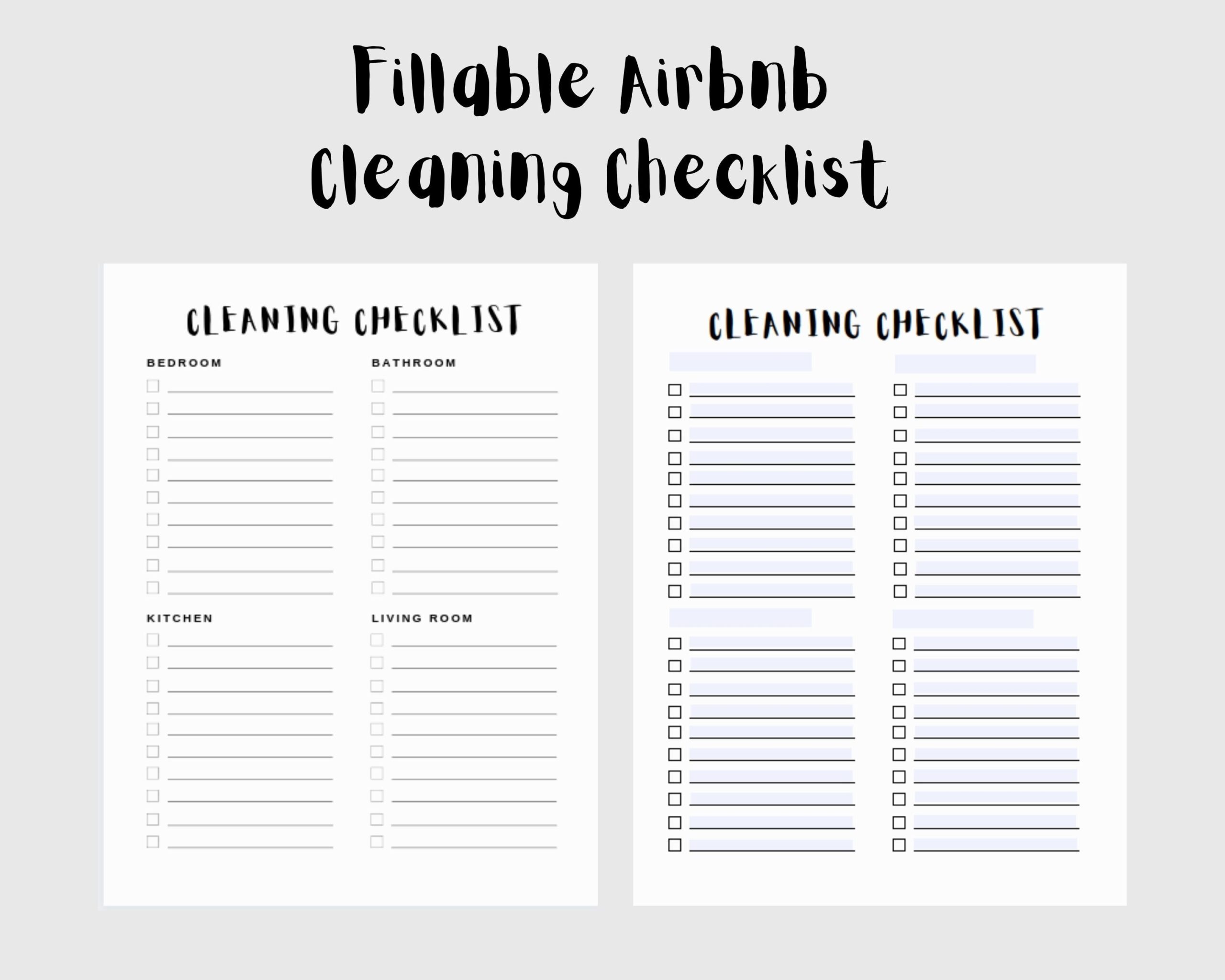 Fillable And Editable Airbnb Printable Cleaning Checklist Cleaning Template For Property Management Cleaning Schedule Airbnb Superhost Etsy
