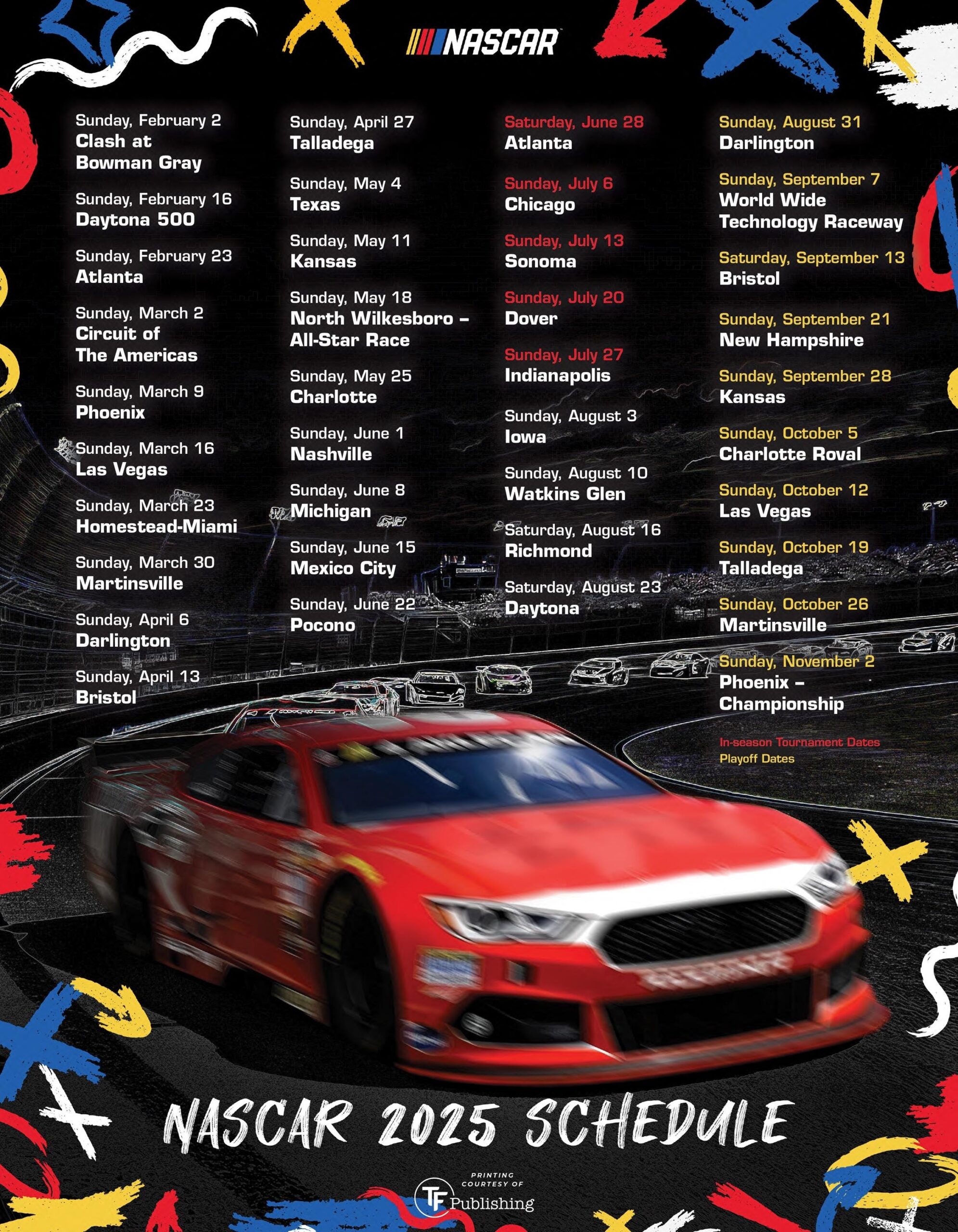 FINAL SALE 2025 NASCAR Schedule Poster Etsy