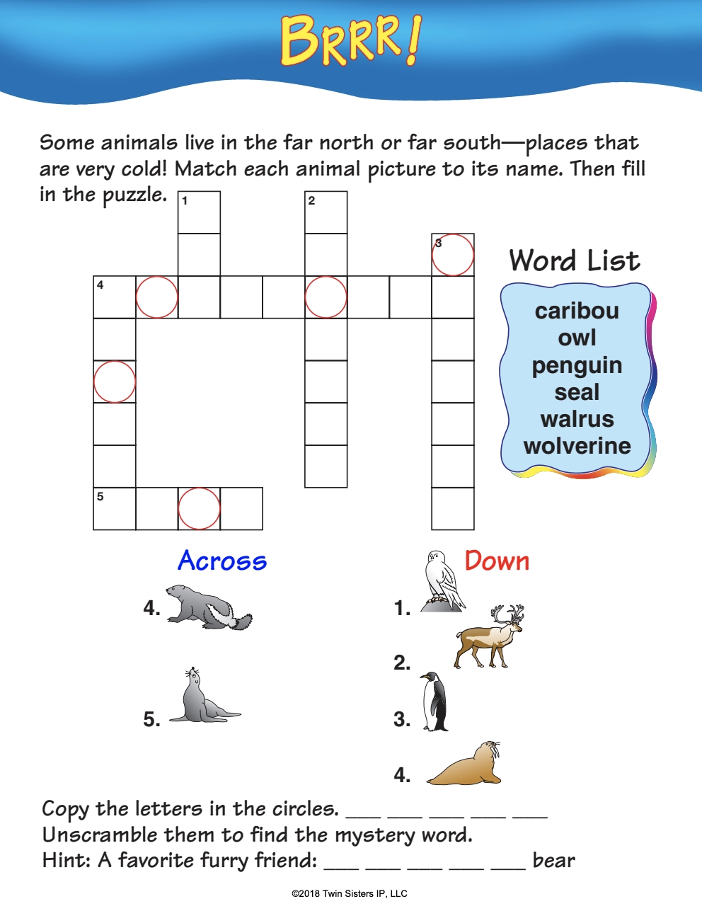 first grade crossword puzzles printable