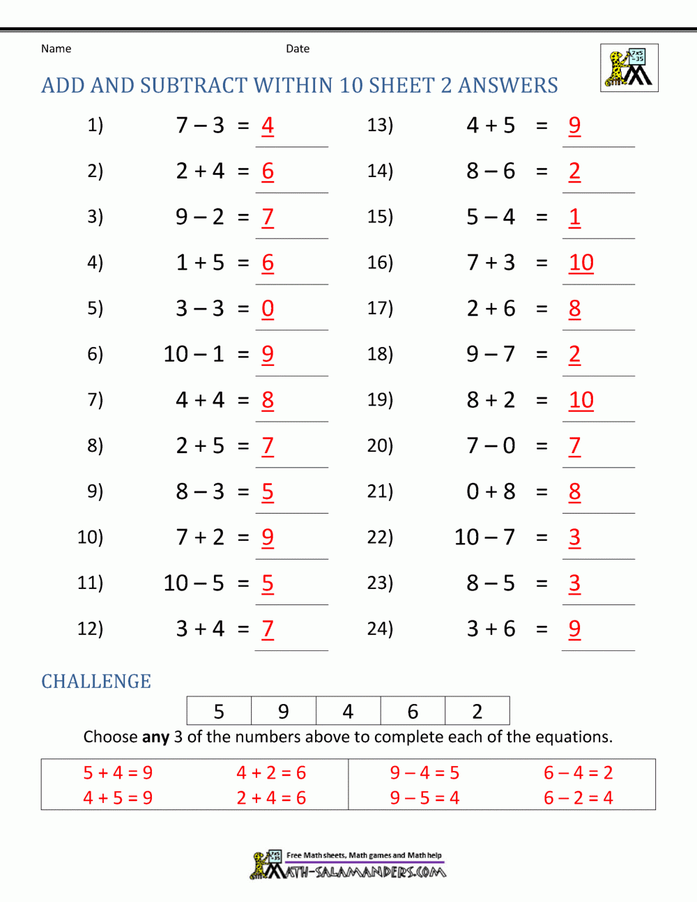 First Grade Addition And Subtraction Facts To 12 First Grade Addition And Subtraction Facts To 12