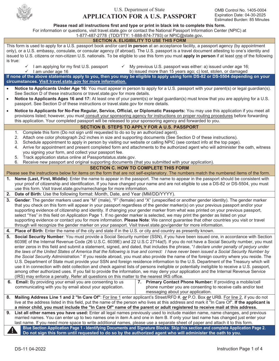Form DS 11 Download Printable PDF Or Fill Online Application For A U S Passport Templateroller Form DS 11 Download Printable PDF Or Fill Online Application For A U S Passport Templateroller