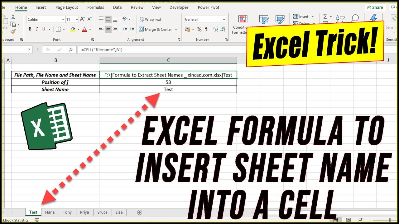 Formula To Insert Sheet Name In Excel YouTube
