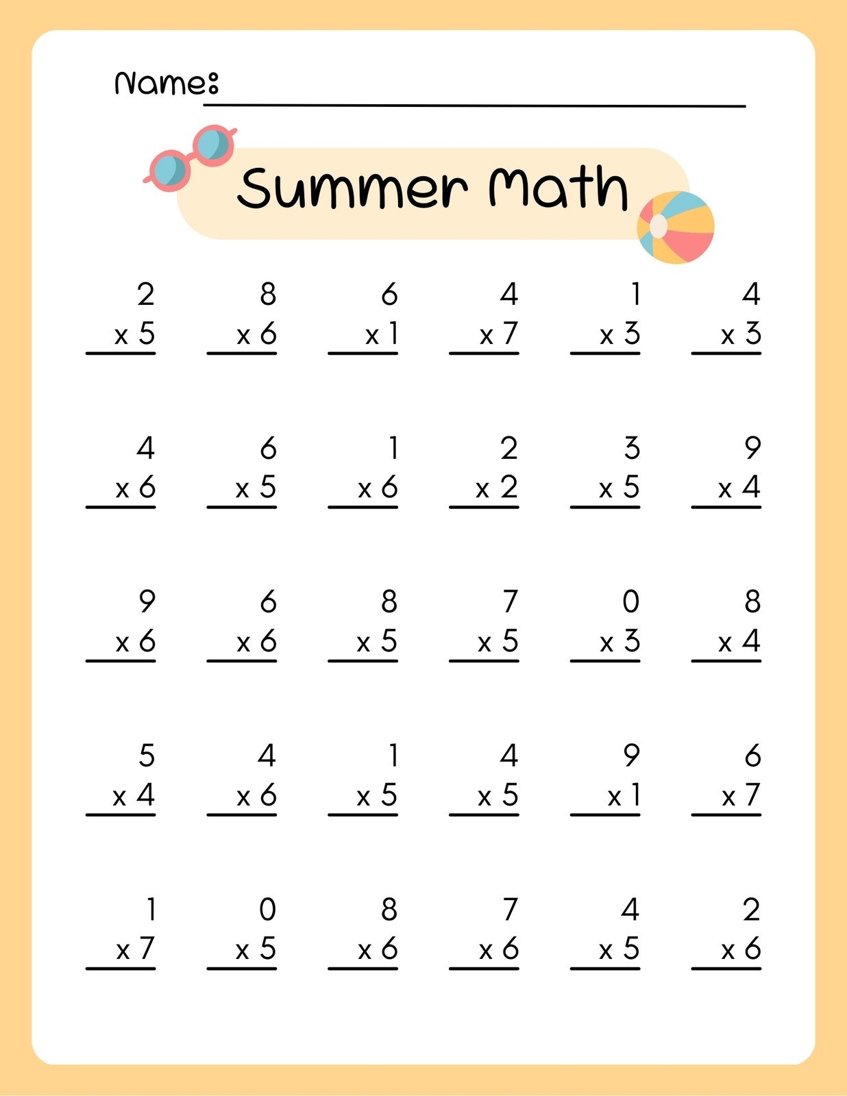 Free 3rd Grade Math Worksheet Templates To Customize Canva