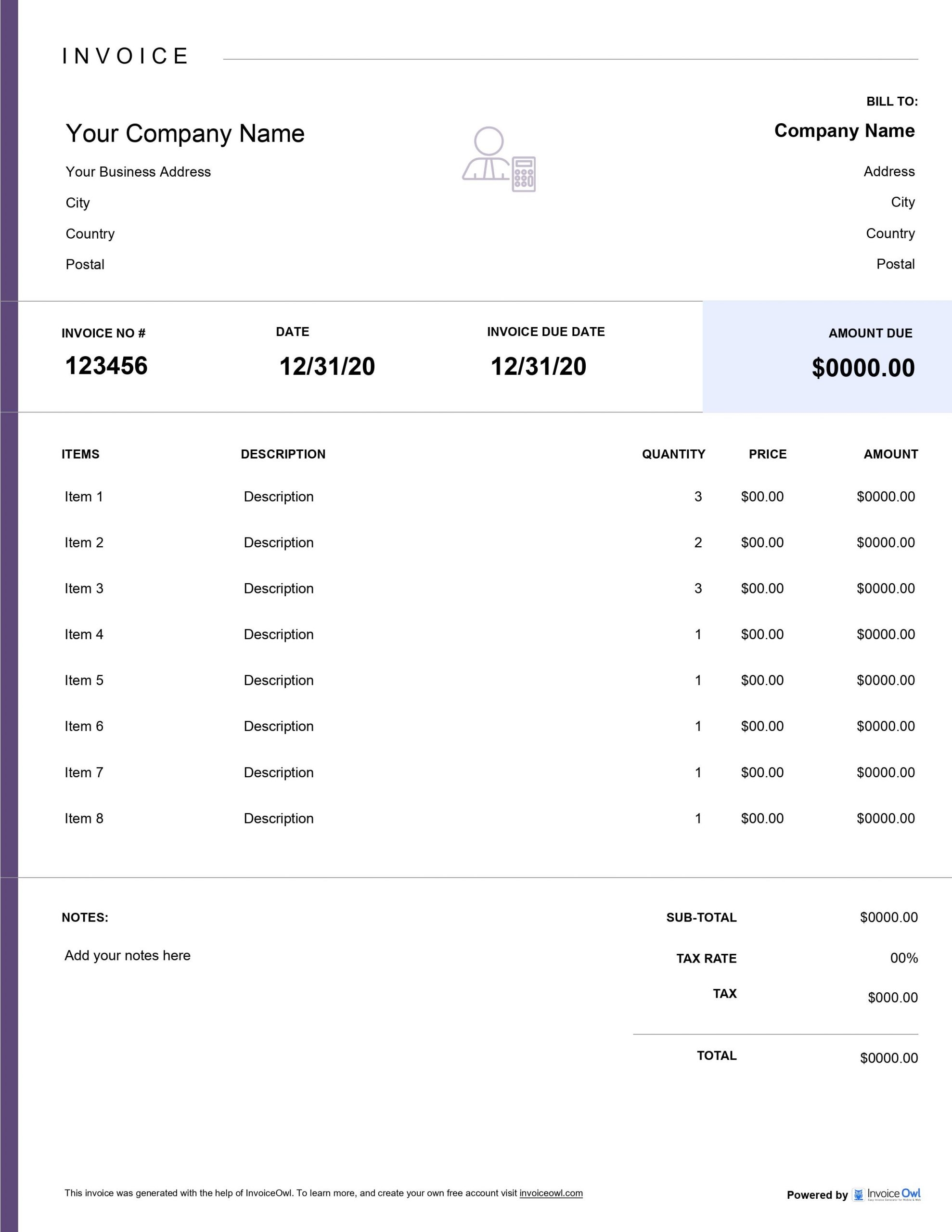 Free Accounting Invoice Template Fast Easy Download