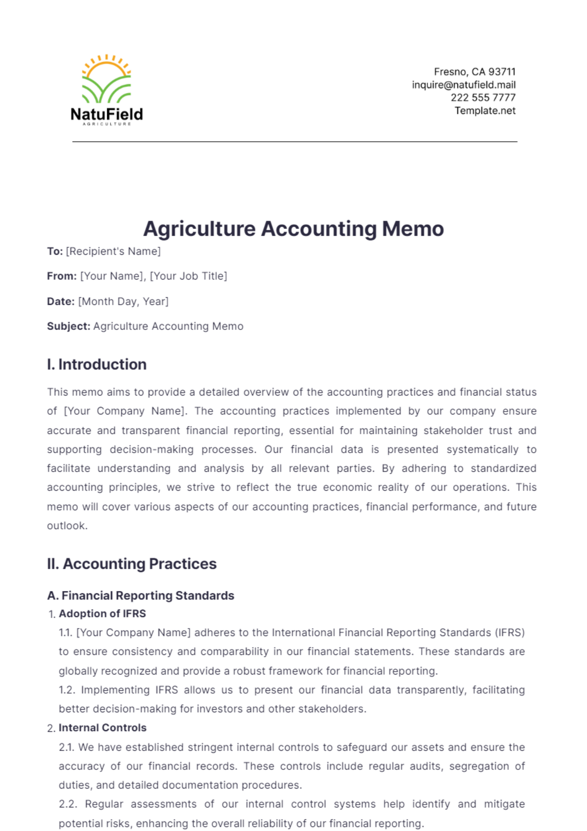 accounting memo template