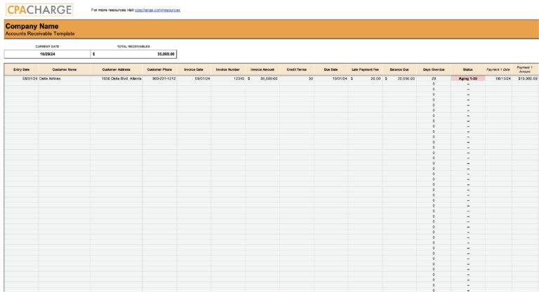 Free Accounts Receivable Template For Excel