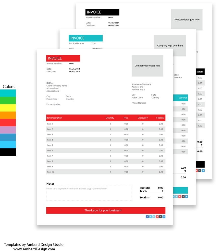 Free Adobe Illustrator Invoice Templates