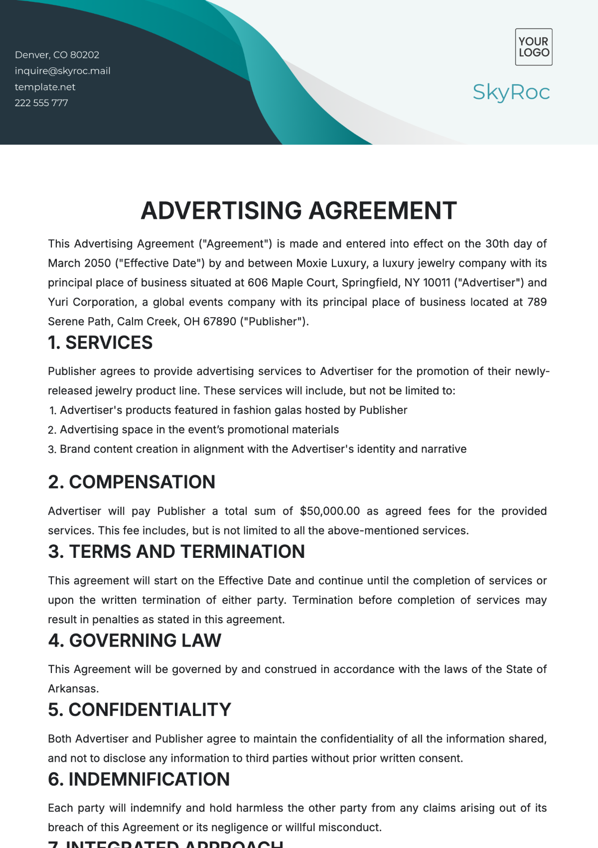 advertising contract template