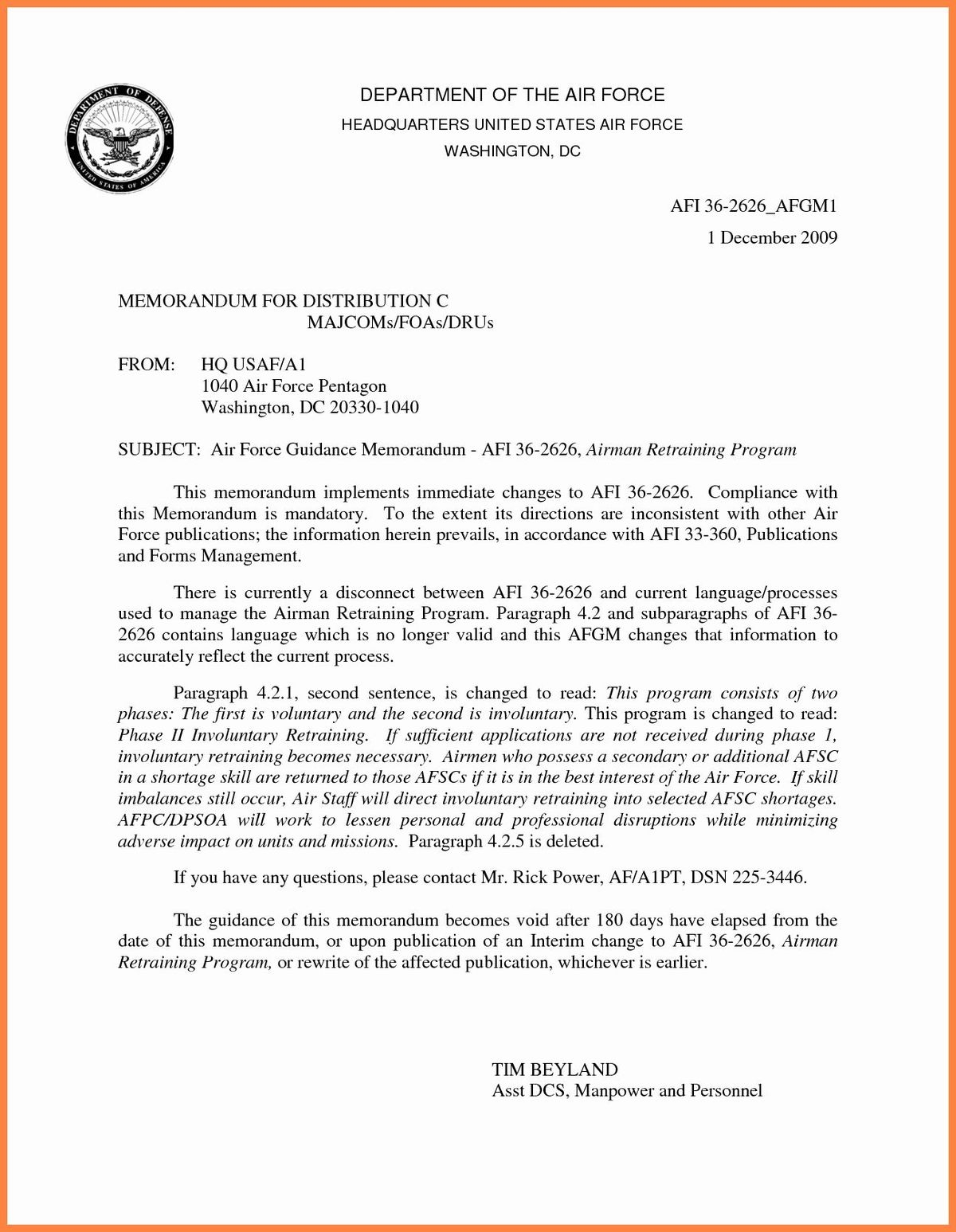 Free Air Force Exception To Policy Letter Template