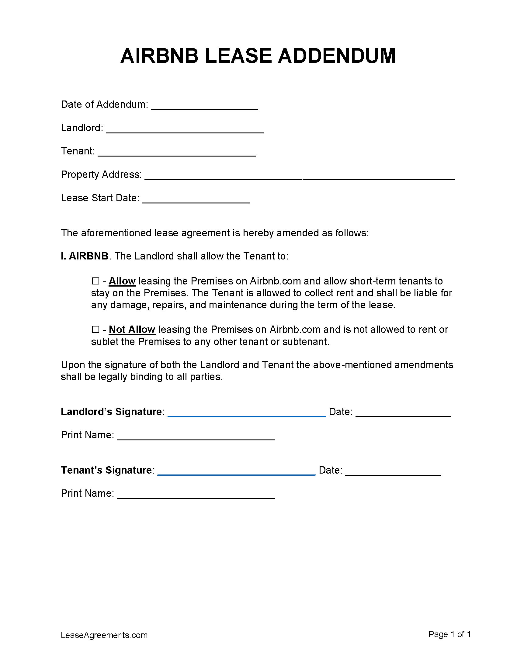 airbnb rental agreement template