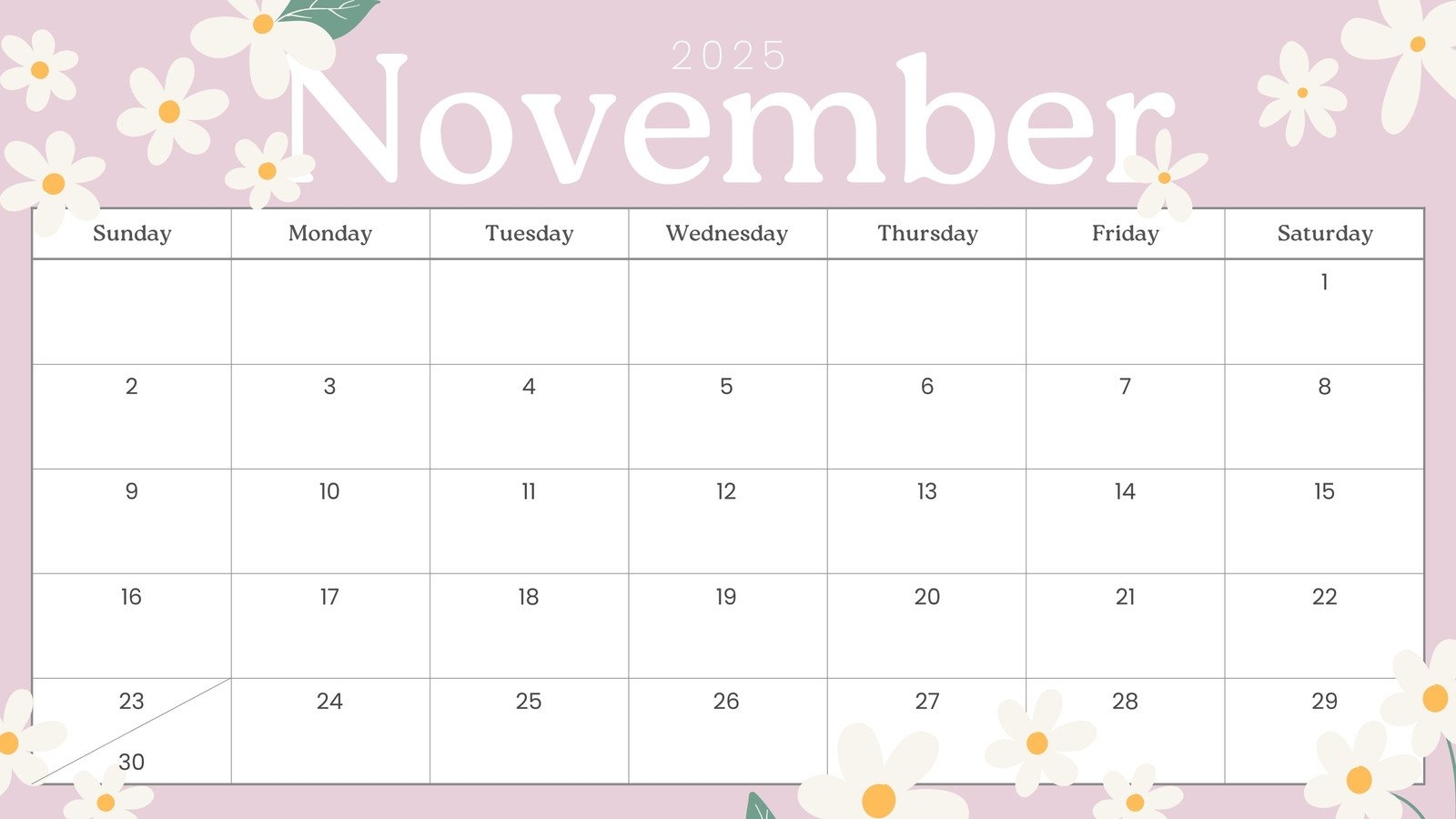 printable blank november 2025 calendar