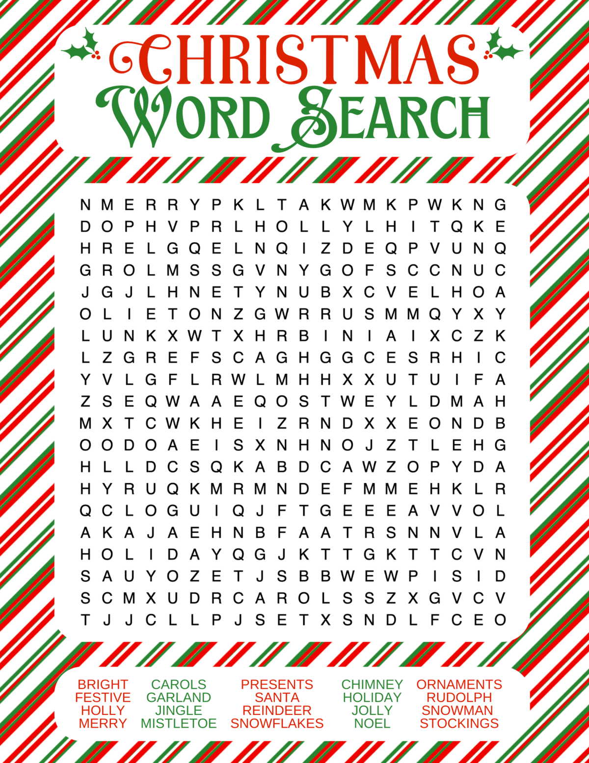 christmas word search printable free