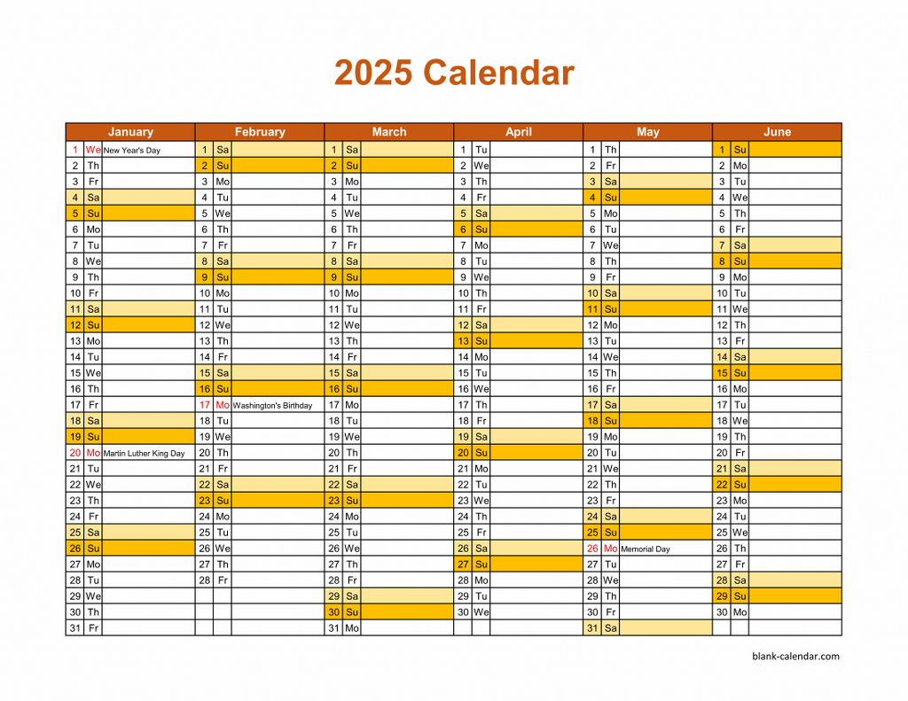 2025 calendar blank printable free