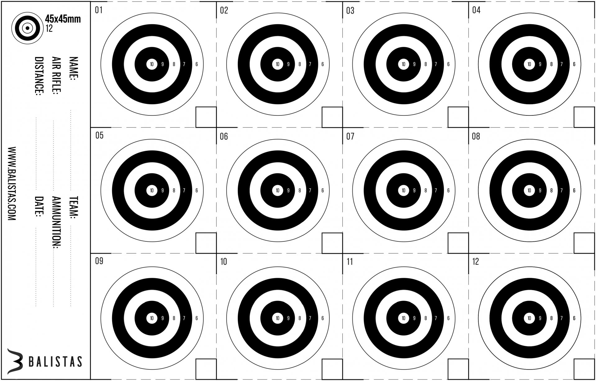 Free Downloadable Targets For An Air Rifle Pistol And PCP Rifle Balistas