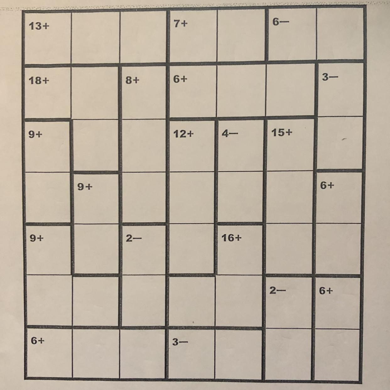 FREE KenKen Puzzle 7x7 The Number With Means The Numbers Need To Add Up To That Number While The Numbers Brainly