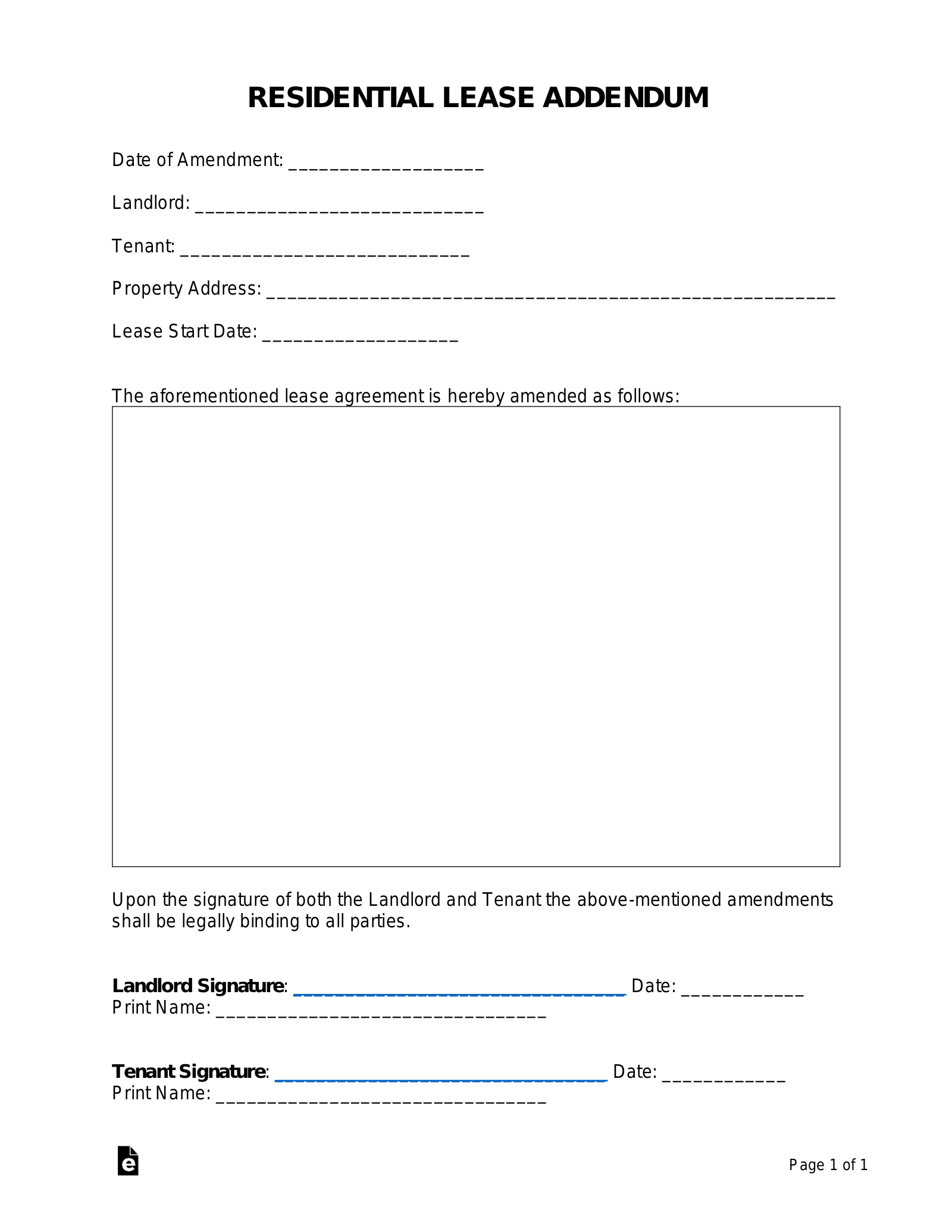 Free Lease Addendum Templates 12 PDF Word EForms