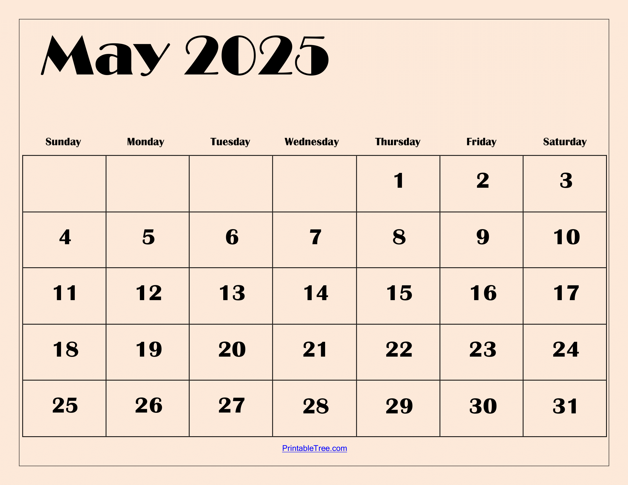 may 2025 blank calendar printable free