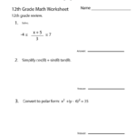 Free Printable 12th Grade Math Review Worksheet