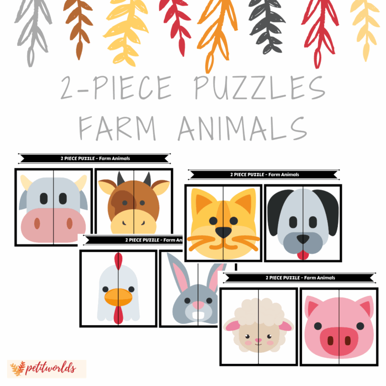 Free Printable 2 Piece Puzzles Farm Animals