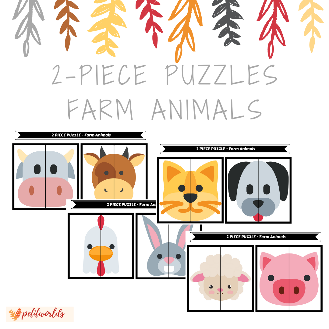 Free Printable 2 Piece Puzzles Farm Animals