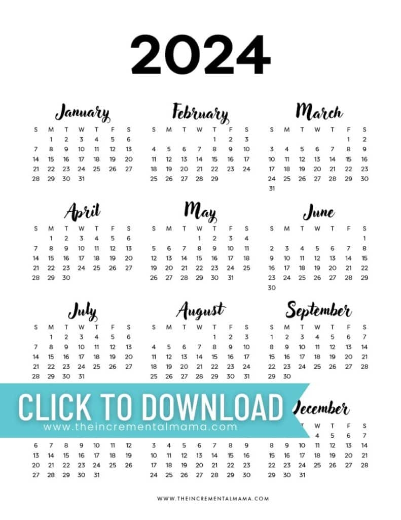 printable yearly calendar 2024