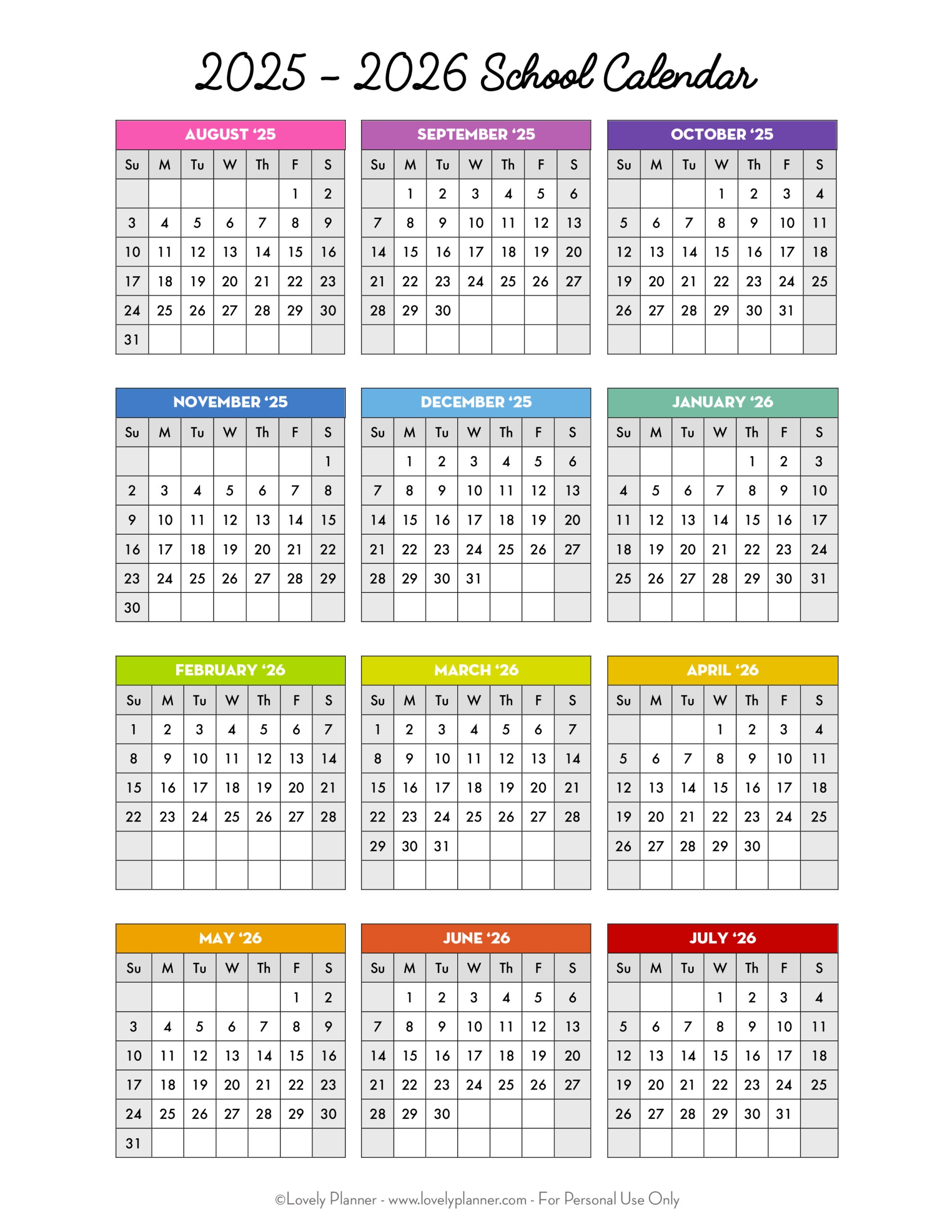 2025 and 2026 blank calendar printable free