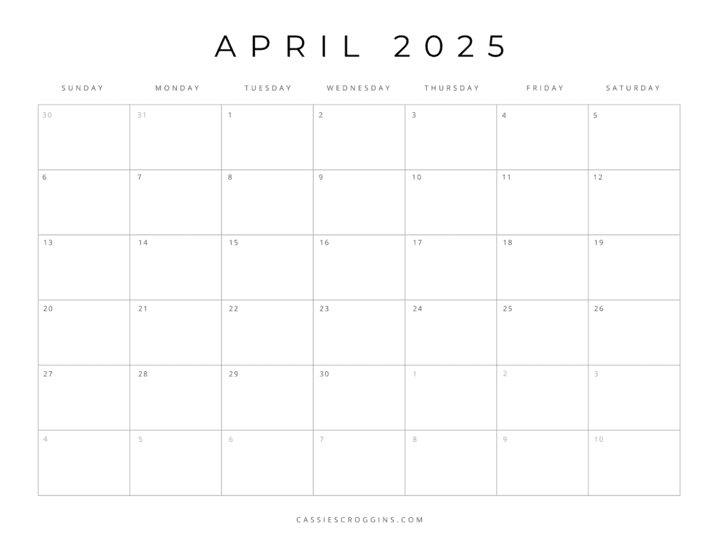 2025 blank printable calendar