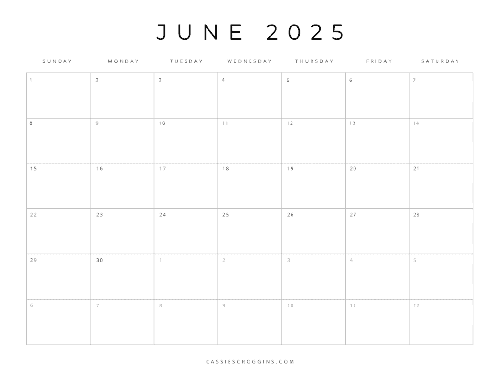 blank june 2025 calendar