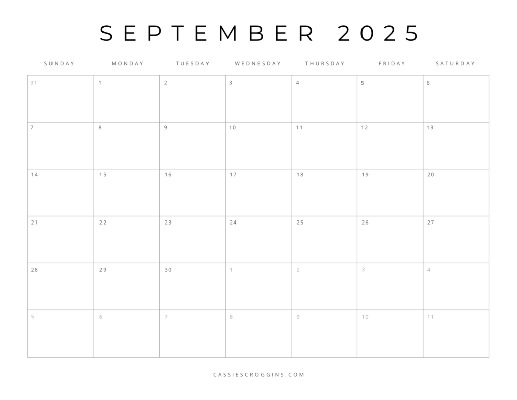blank september and october 2025 calendar printable free