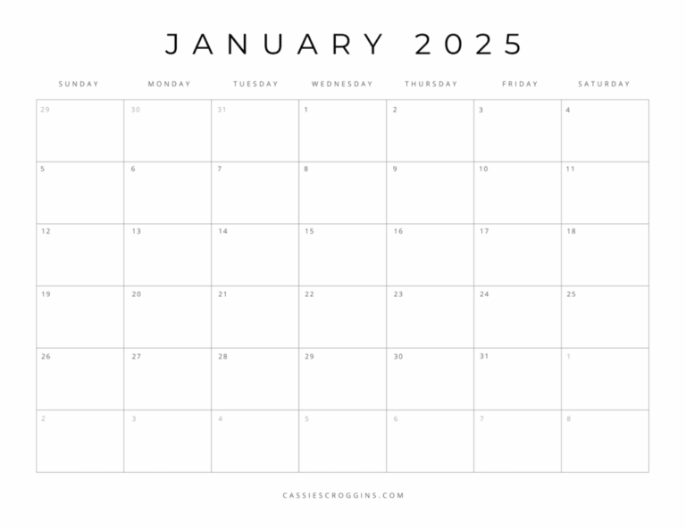 Free Printable 2025 Blank Calendar Templates All 12 Months 
