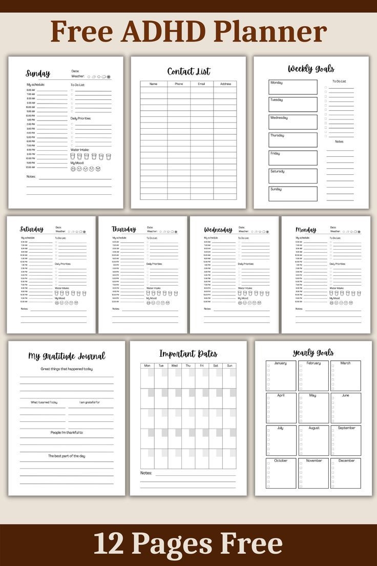 adhd planner printable