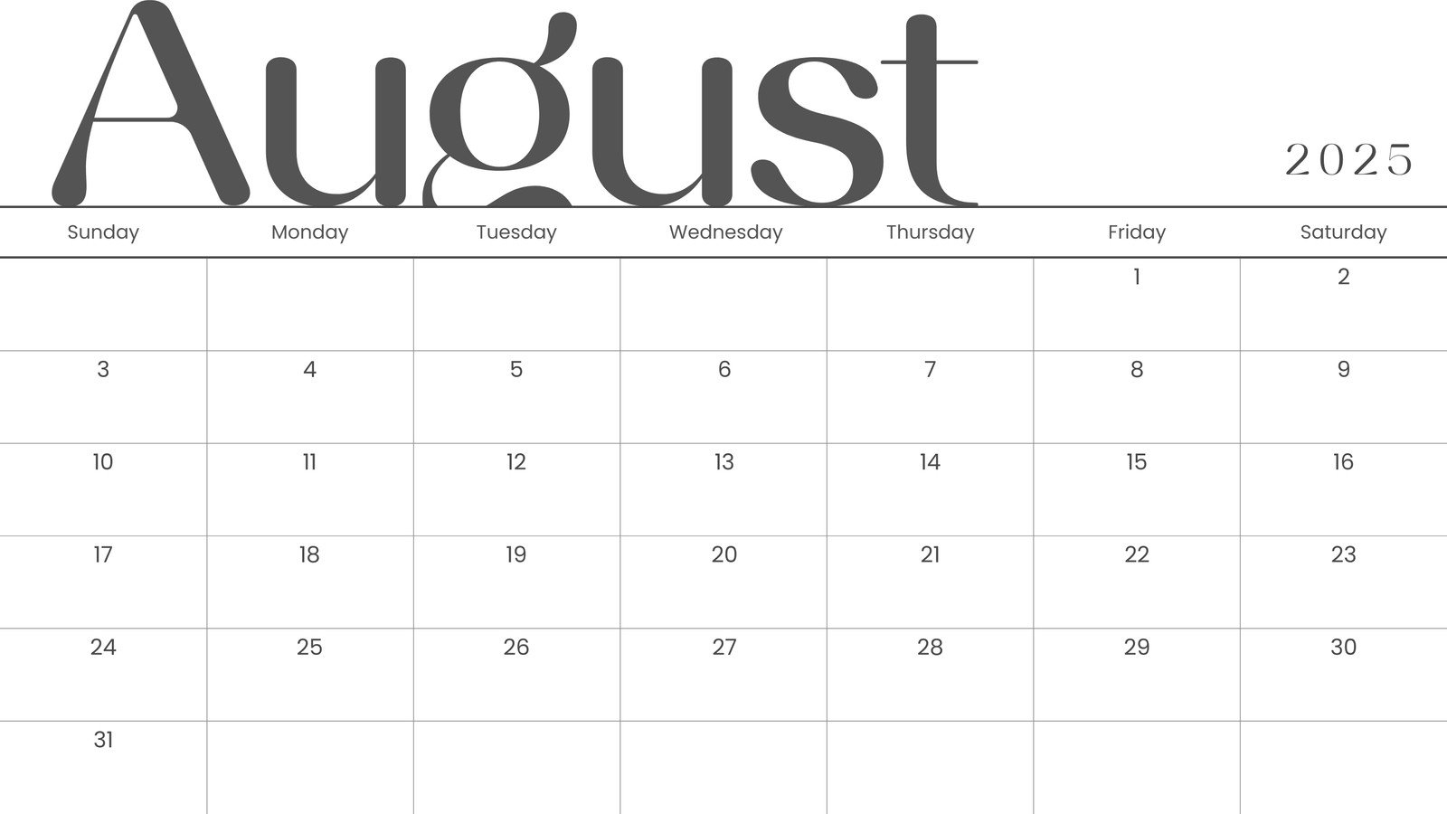 august 2025 calendar
