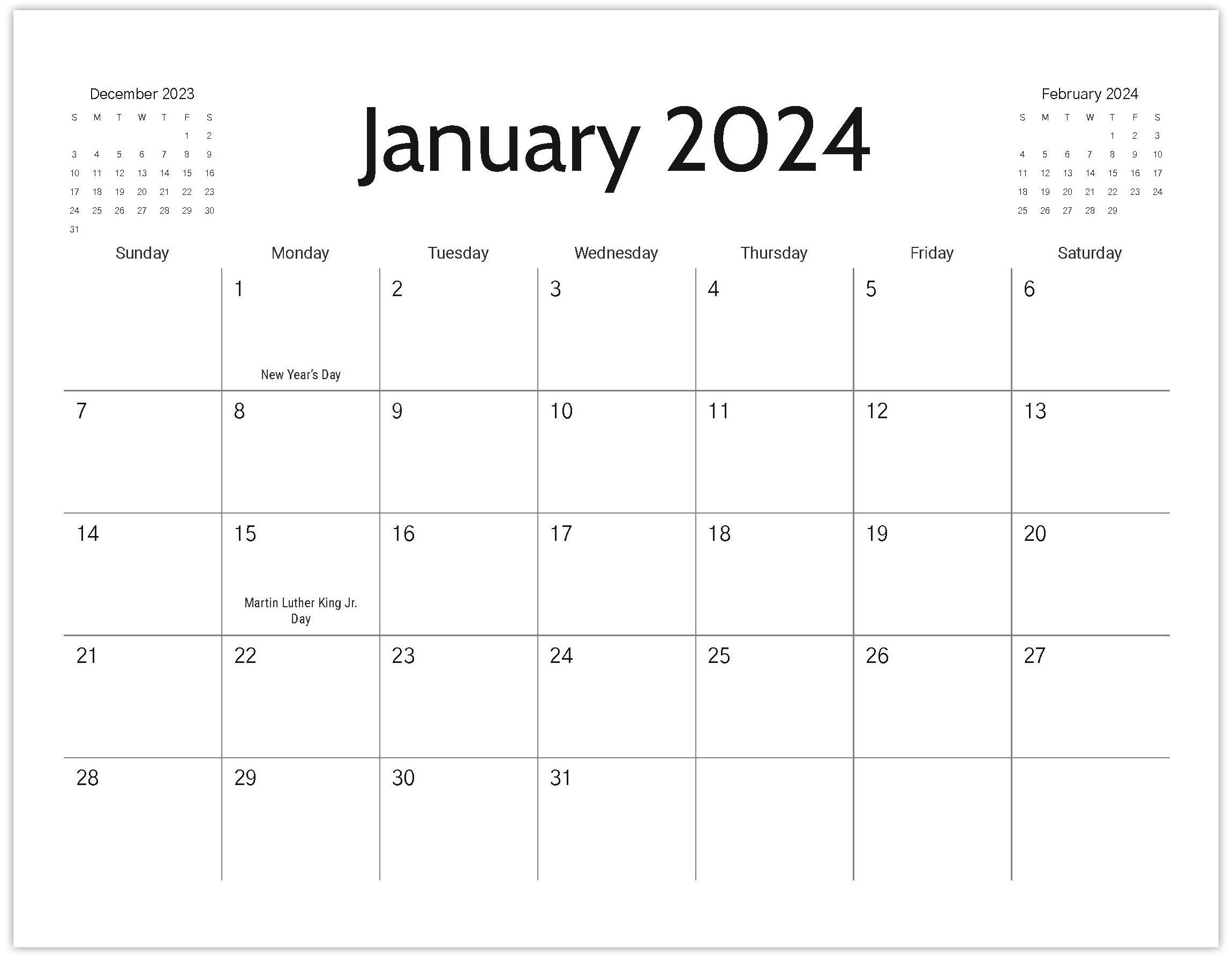 Free Printable Calendar 2024