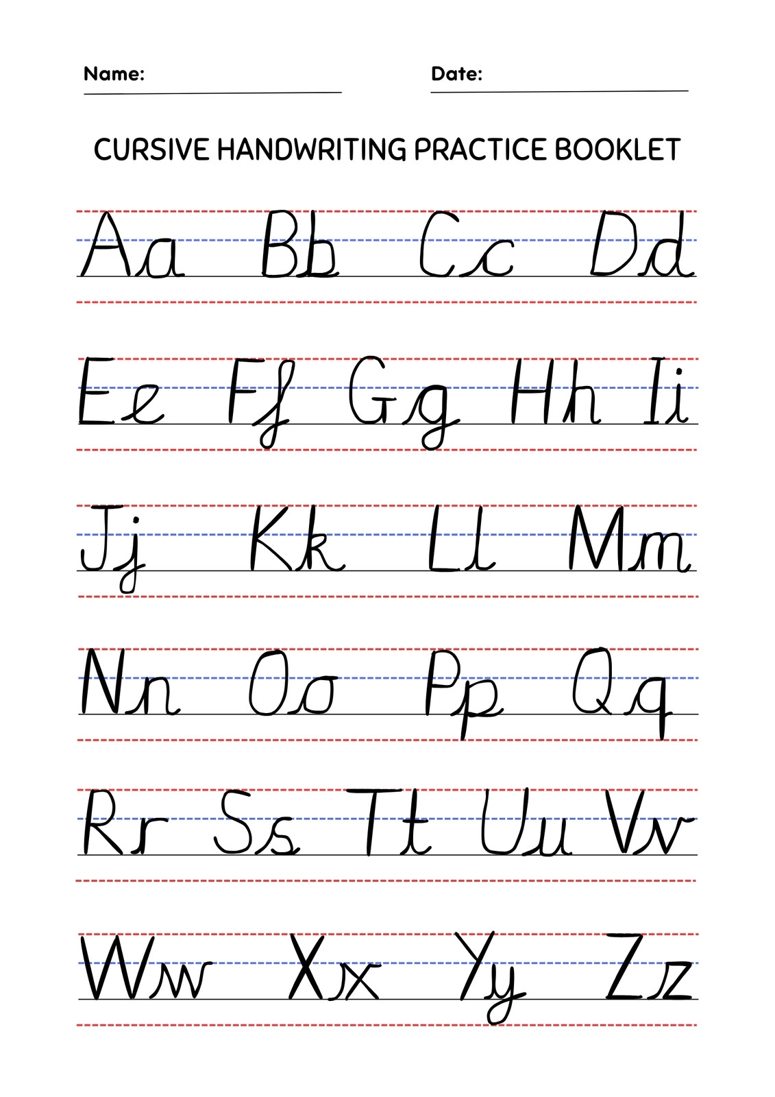 Free Printable Cursive Writing Worksheet Templates Canva