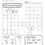 Free Printable Fall Crossword Puzzle Worksheet