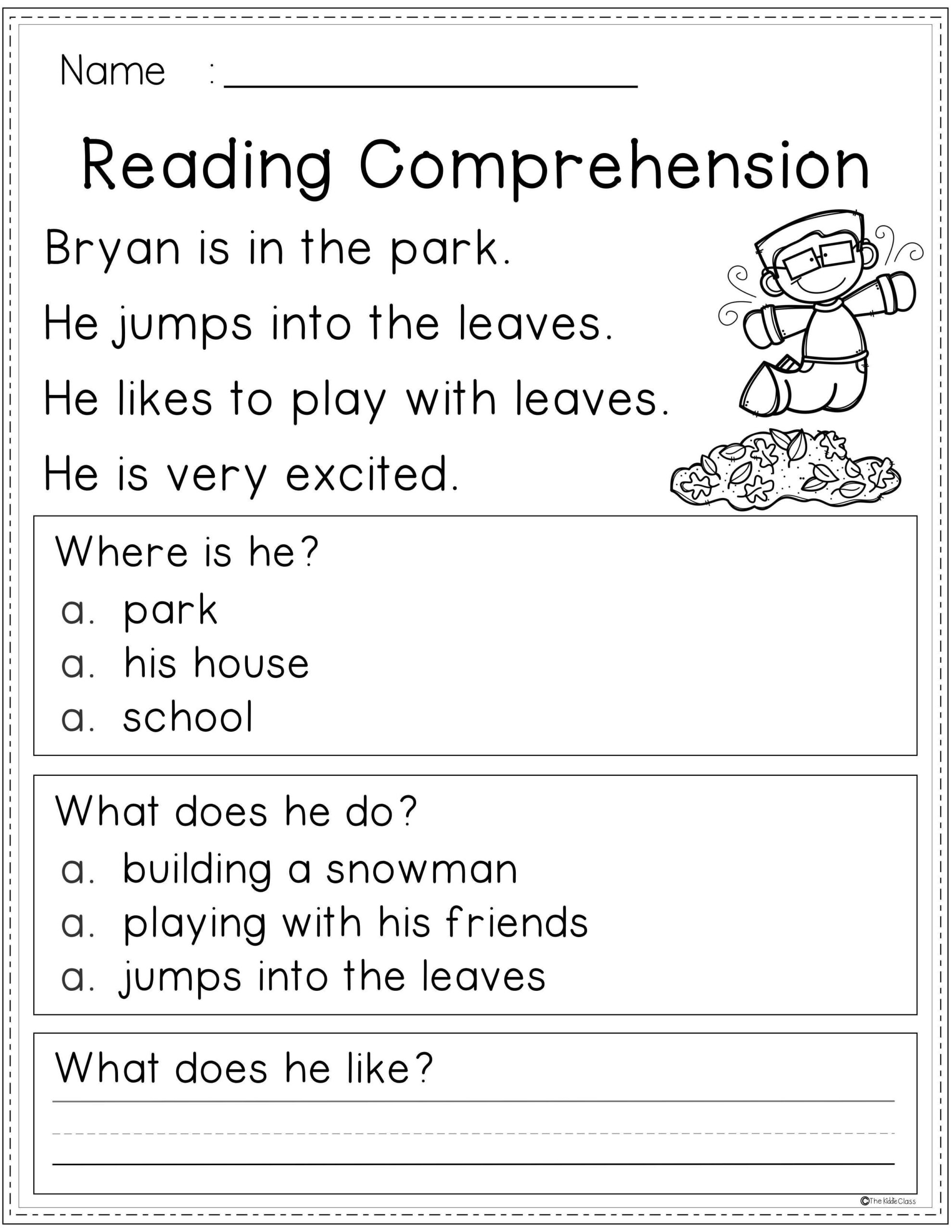 1st grade comprehension worksheets