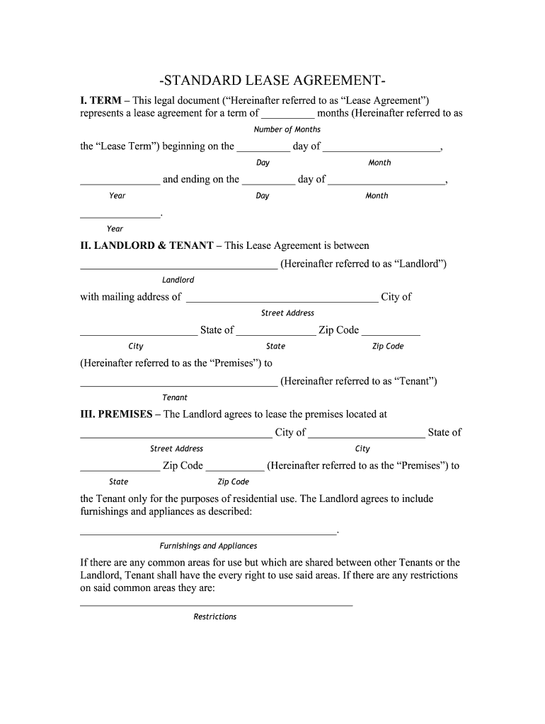 printable lease agreement form