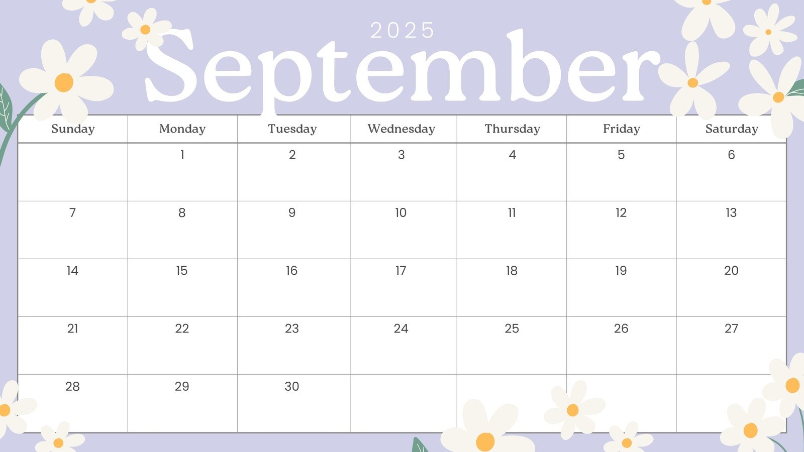 september 2025 calendar blank