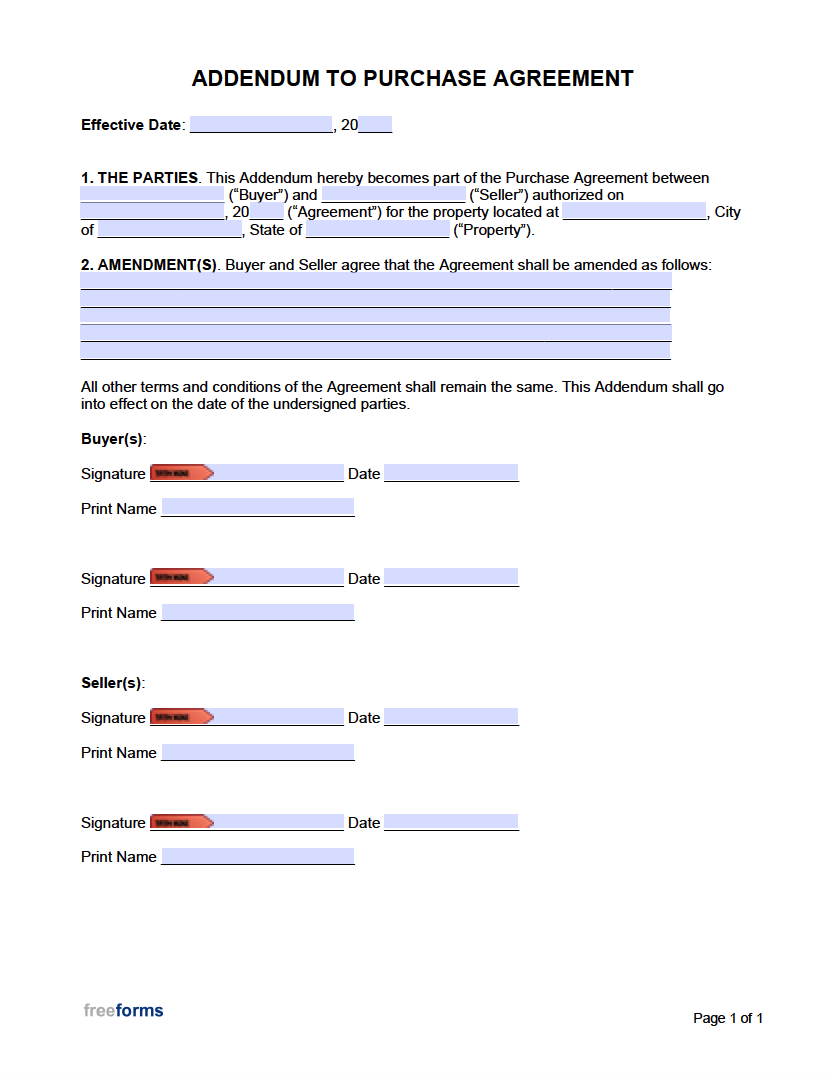addendum to a contract template