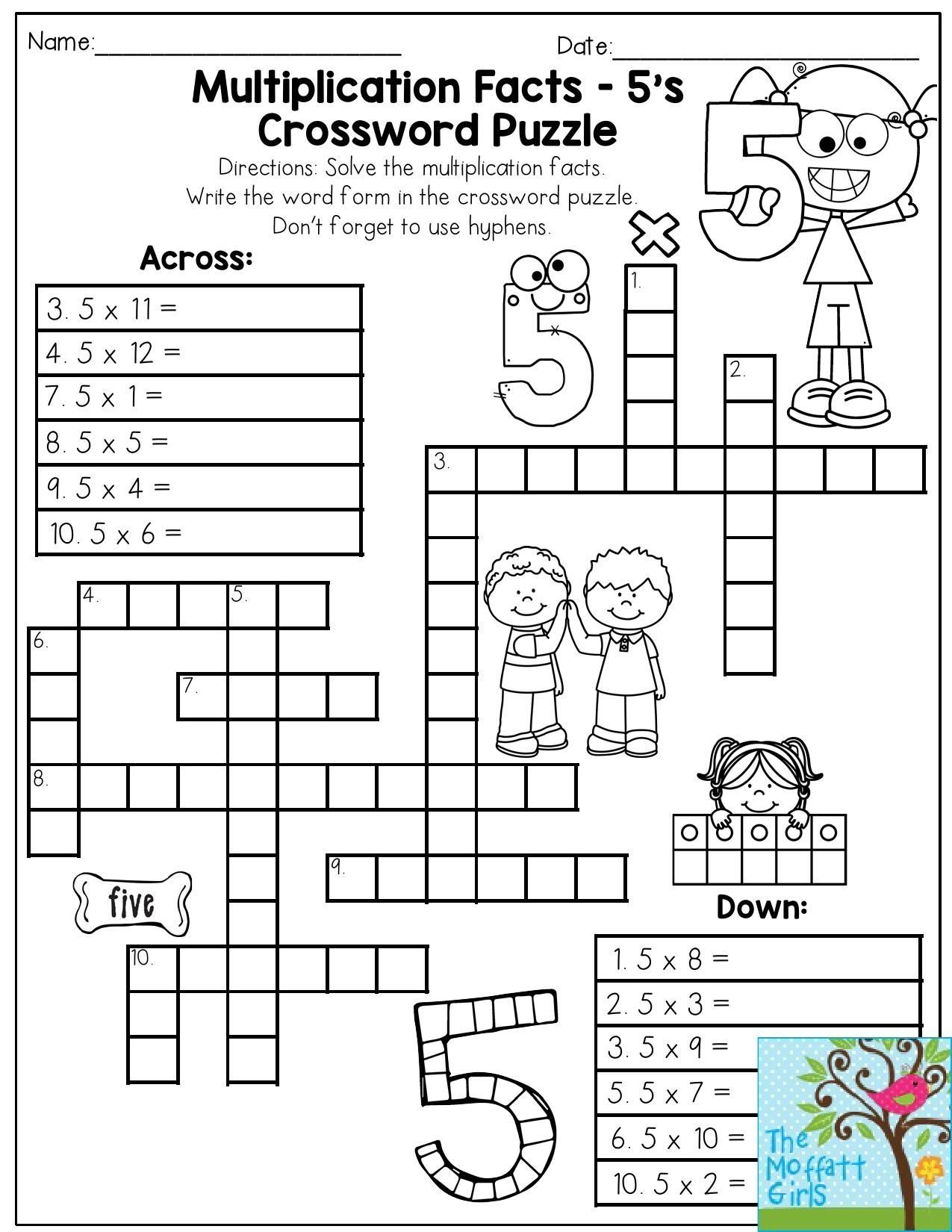 crossword puzzle printable 3rd grade